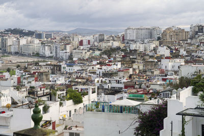 High angle view of townscape against sky