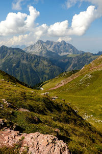 Landscape with mountain range in background