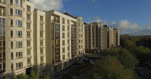 Low angle view of buildings against sky