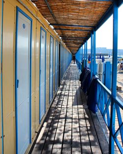 Corridor of blue wall