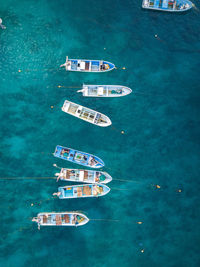 High angle view of sailboat in sea