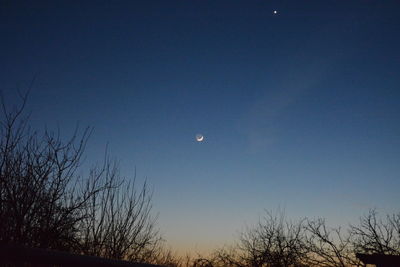 Low angle view of moon in sky at night