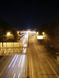 Light trails on road at night