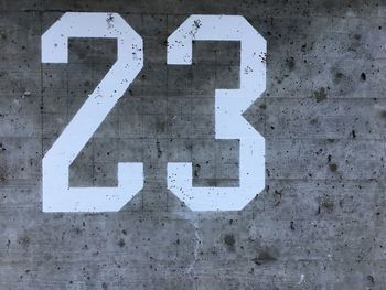 High angle view of 23 number on road