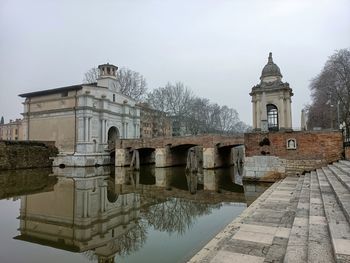 Porta portello monument gate view with the next square and ancient stairway in padua veneto italy