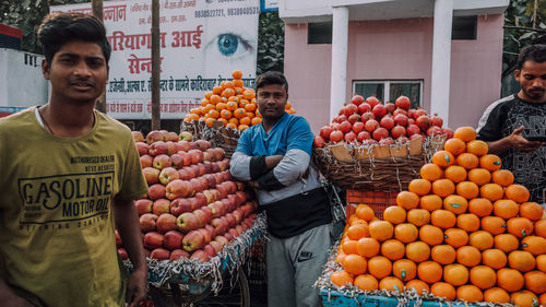 Various fruits for sale at market stall