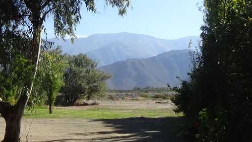 Scenic view of mountains against clear sky