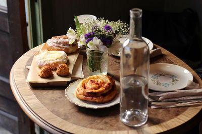 Close-up of meal served on table