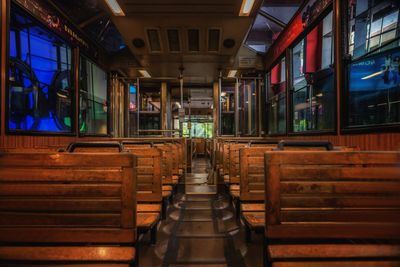 Interior of empty peak tram