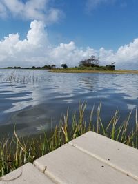 Scenic view of lake against sky