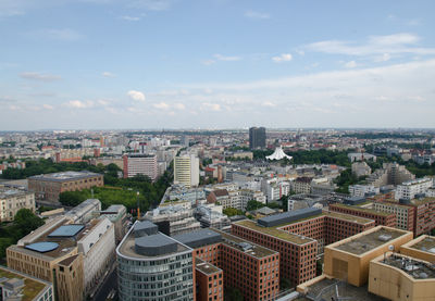 City view of berlin summer from kollhoff tower next to potsdamer platz