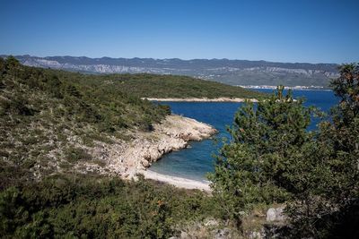 Scenic view of sea against clear sky