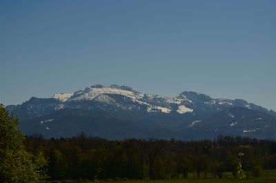 Scenic view of mountains against clear sky