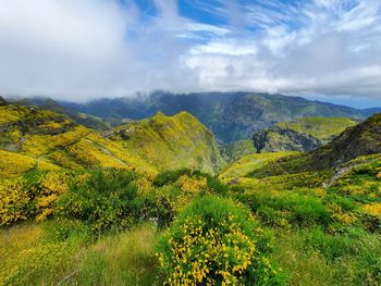 Scenic view of mountains against sky