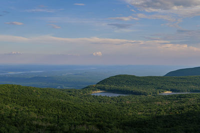 Panoramic view of catskill mountains. north-south lake and hudson river are in the background.