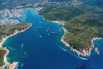 High angle view of people on beach