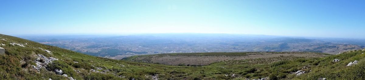 Scenic view of mountains against clear sky