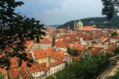 Residential district against sky