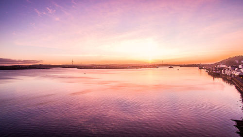 Scenic view of sea against sky at sunset