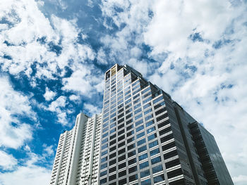 Low angle view of modern building against sky