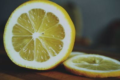 Close-up of lemon on table