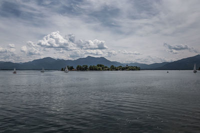 Scenic view of lake against sky