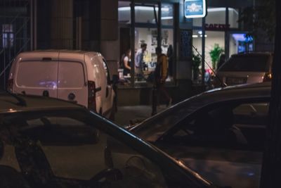 Car in city at night