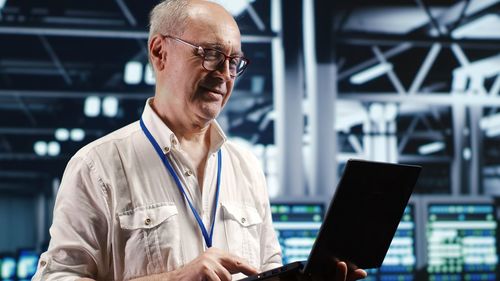 Young man using digital tablet