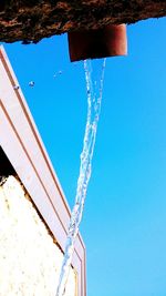 Low angle view of water against clear blue sky