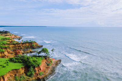 Aerial view of the beach in north bengkulu, indonesia