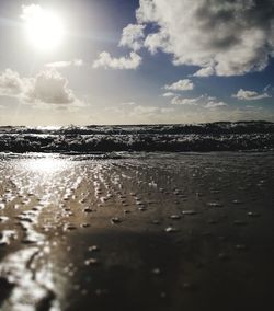 Scenic view of sea against sky at sunset