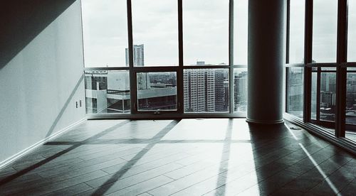 Reflection of modern buildings in city