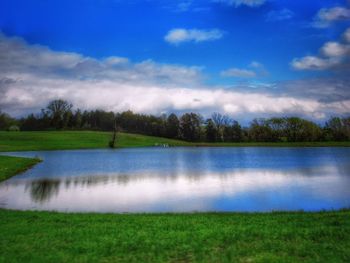 Scenic view of lake against sky