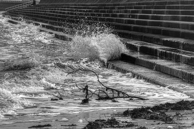 High angle view of water splashing from pipe