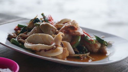 Close-up of food served in plate