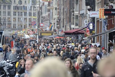 People on street in city