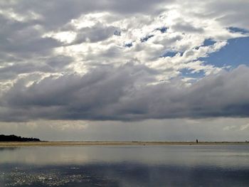 Scenic view of sea against cloudy sky