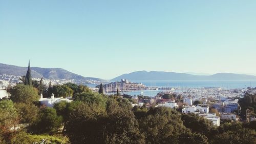 Scenic view of mountains against clear sky