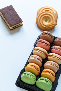 High angle view of dessert in plate on table