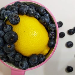 High angle view of fruits in bowl