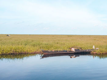 Scenic view of lake against sky