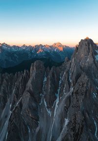 Scenic view of mountains against clear sky