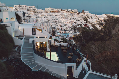 High angle view of buildings in city