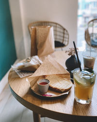 Close-up of tea served on table