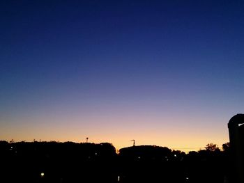 Silhouette of illuminated buildings against sky at dusk