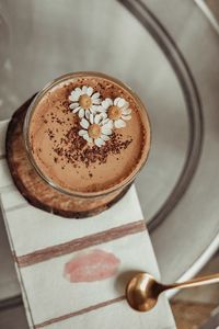 High angle view of coffee on table