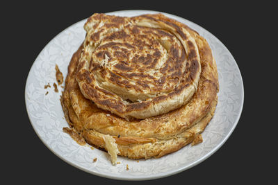 High angle view of bread in plate