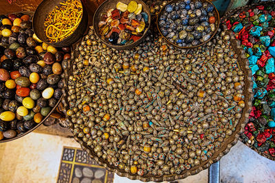 High angle view of fruits for sale in market