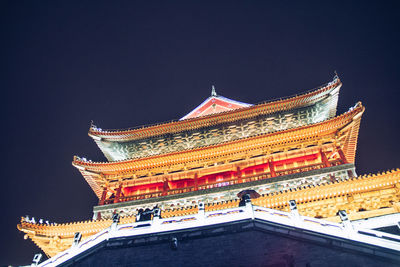 Low angle view of temple building against clear sky