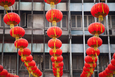 Low angle view of lanterns hanging